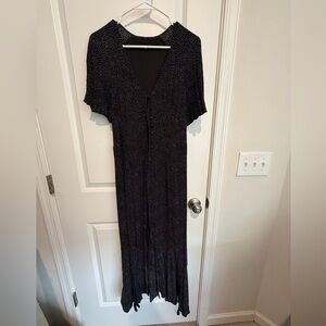 Express Black and White Dotted Pattern Maxi Dress